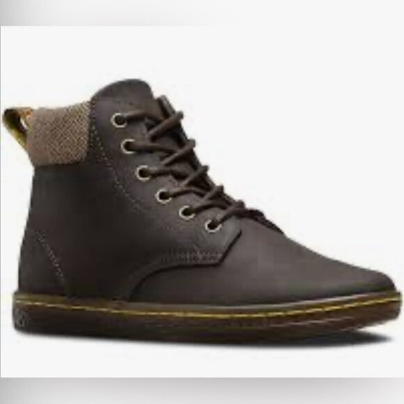Dr. Martens Maelly Brown Leather Herringbone Padded Collar Boot - Picture 1 of 7